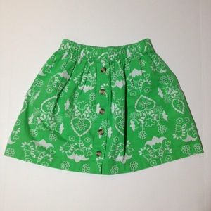 FLASH SALE! Sz 120 Poplin Green Floral Skirt